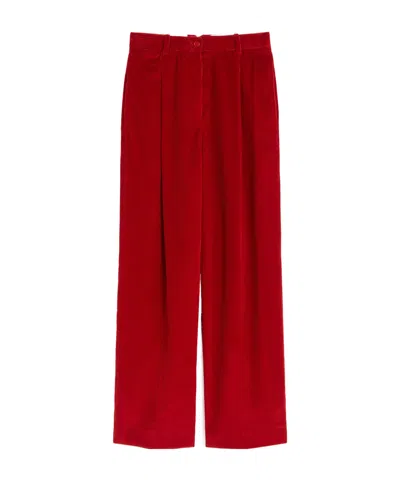Weekend Max Mara Cotton Velvet Trousers In Red