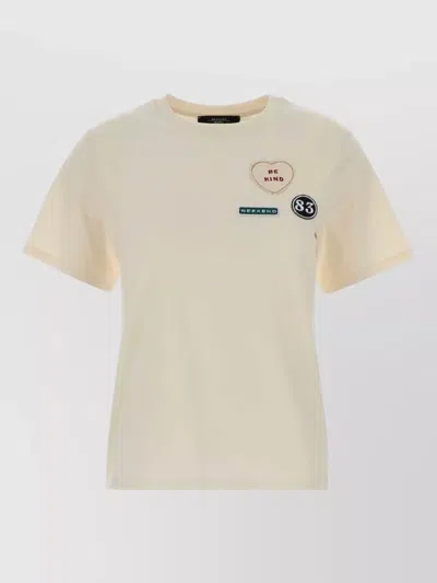 Weekend Max Mara Cotton West T Shirt Crew Neck Patches In Neutral