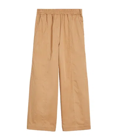 Weekend Max Mara Cotton Wide-leg Pants In Earth