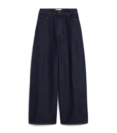 Weekend Max Mara Cotton Wide-leg High-rise Jeans In Blue