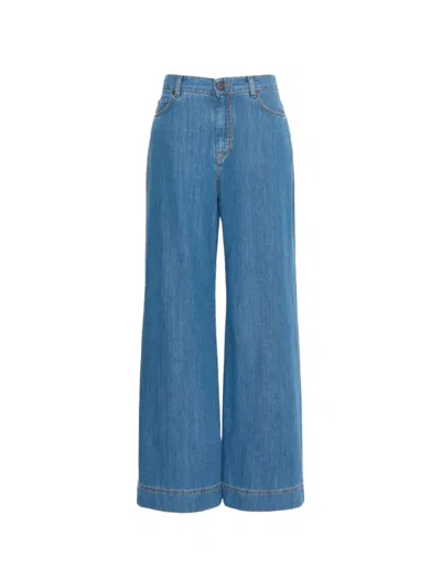 Weekend Max Mara Cotton Wide-leg Jeans In Blue