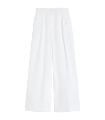 Weekend Max Mara Cotton Wide-leg Trousers In White