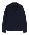 Weekend Max Mara Omens Navy Saloon V-neck Cotton Jumper In Blue