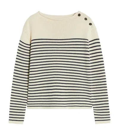 Weekend Max Mara Cotton-blend Stripe Sweater In Blue