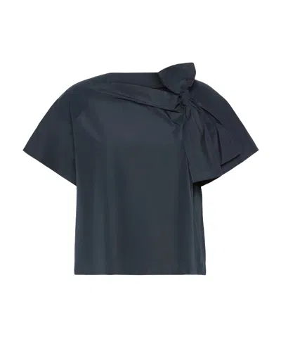 Weekend Max Mara Cotton-blend Taffeta Blouse In Blue