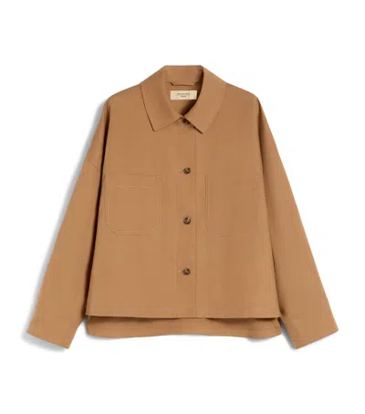 Weekend Max Mara Cotton-linen Shirt Jacket In Brown