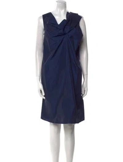 Pre-owned Weekend Max Mara Cowl Neck Knee-length Dress W/ Tags In Blue
