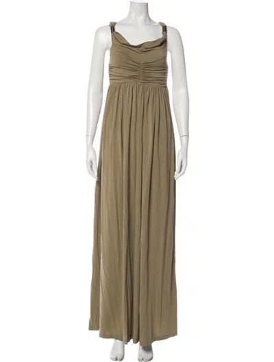 Pre-owned Weekend Max Mara Cowl Neck Long Dress In Green