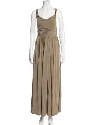 Pre-owned Weekend Max Mara Cowl Neck Long Dress In Green