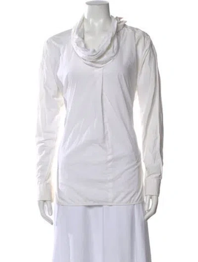 Pre-owned Weekend Max Mara Cowl Neck Long Sleeve Blouse In White