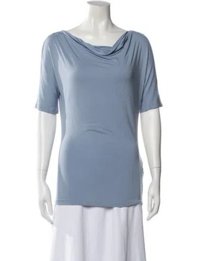 Pre-owned Weekend Max Mara Cowl Neck Short Sleeve Top In Blue