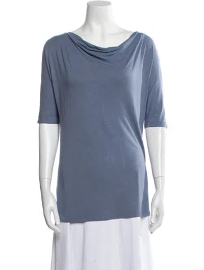 Pre-owned Weekend Max Mara Cowl Neck Short Sleeve T-shirt In Blue
