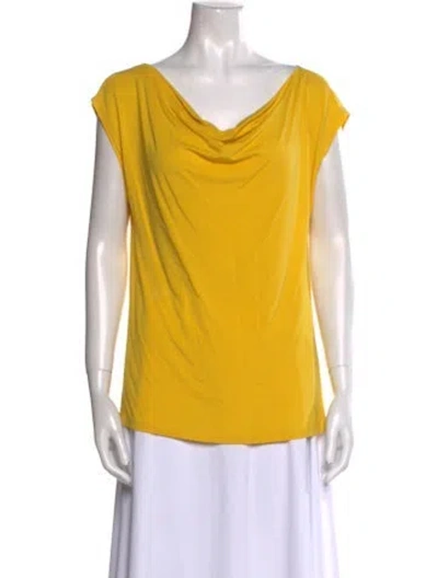 Pre-owned Weekend Max Mara Cowl Neck Short Sleeve T-shirt In Yellow