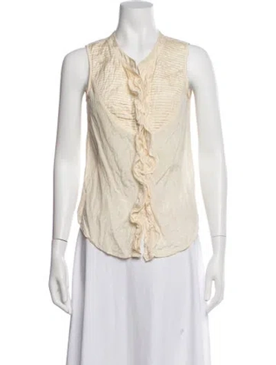 Pre-owned Weekend Max Mara Cowl Neck Sleeveless Blouse In Neutrals