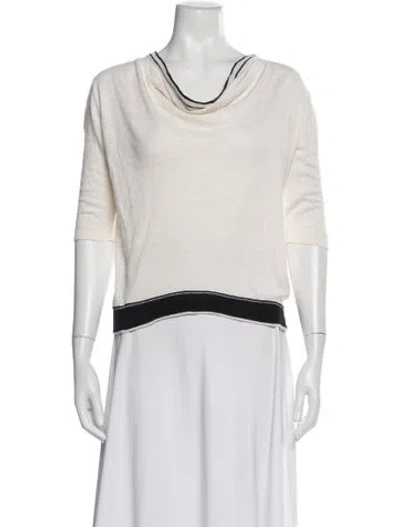 Pre-owned Weekend Max Mara Cowl Neck Three-quarter Sleeve Blouse In Neutral