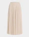 Weekend Max Mara Cral Pleated Cotton Midi Skirt In Neutral