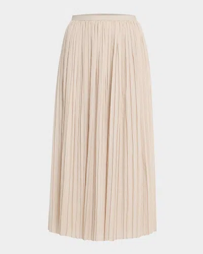 Weekend Max Mara Cral Pleated Cotton Midi Skirt In Neutral