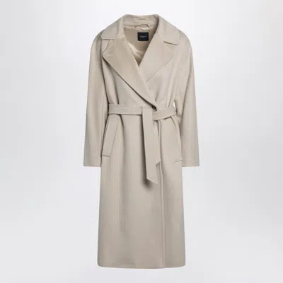 Weekend Max Mara Cream Double-breasted Midi Coat In Blue