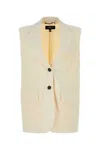 Weekend Max Mara Donna Stretch Wool Vest W/ Buttons In Ecru