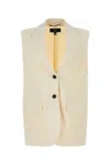 Weekend Max Mara Donna Stretch Wool Vest W/ Buttons In Ecru
