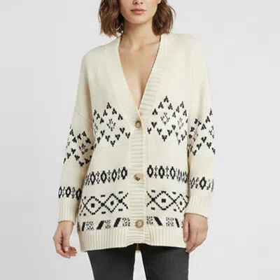 Pre-owned Weekend Max Mara Cream/blue Jacquard Knit Oversized Acacia Cardigan L In White