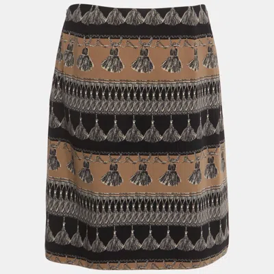 Pre-owned Weekend Max Mara Crepe Printed Black Short Skirt M
