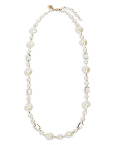 Weekend Max Mara Creso Crystal & Imitation Pearl Choker Necklace In White