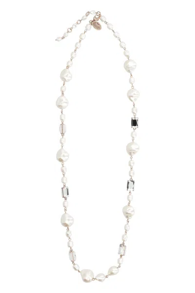 Weekend Max Mara Creso Pearls Necklace In Brown