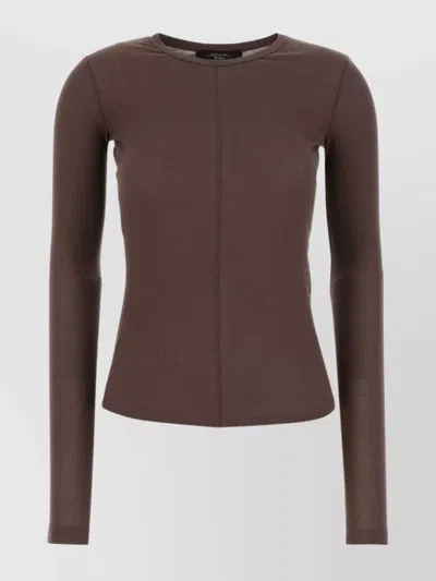Weekend Max Mara Crew Neck Cotton T-shirt With Seam Detailing