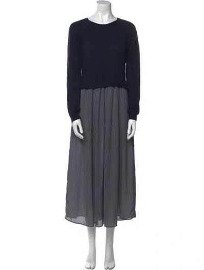Pre-owned Weekend Max Mara Crew Neck Long Dress In Blue