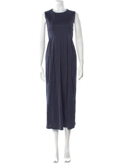 Pre-owned Weekend Max Mara Crew Neck Long Dress In Blue