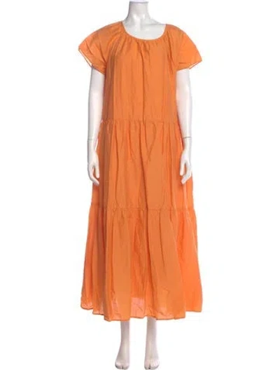 Pre-owned Weekend Max Mara Crew Neck Long Dress In Orange