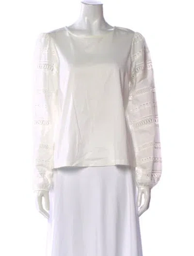 Pre-owned Weekend Max Mara Crew Neck Long Sleeve Blouse In White
