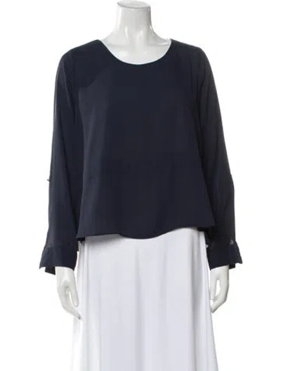 Pre-owned Weekend Max Mara Crew Neck Long Sleeve Top In Blue