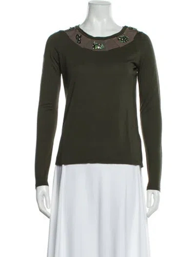 Pre-owned Weekend Max Mara Crew Neck Long Sleeve Top In Green