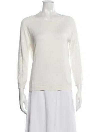 Pre-owned Weekend Max Mara Crew Neck Long Sleeve Top In White