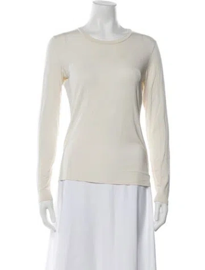 Pre-owned Weekend Max Mara Crew Neck Long Sleeve T-shirt In Neutrals