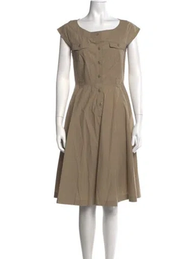 Pre-owned Weekend Max Mara Crew Neck Midi Length Dress In Brown