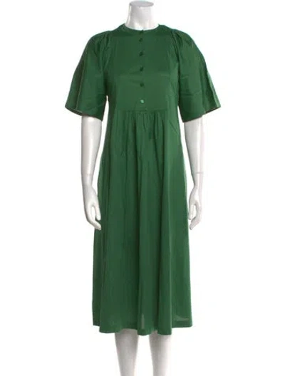 Pre-owned Weekend Max Mara Crew Neck Midi Length Dress In Green