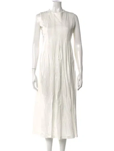 Pre-owned Weekend Max Mara Crew Neck Midi Length Dress In White