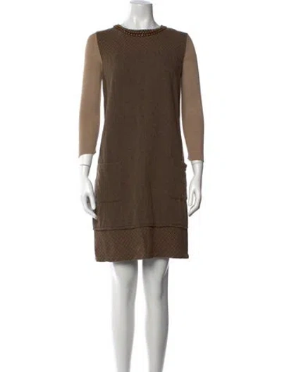 Pre-owned Weekend Max Mara Crew Neck Mini Dress In Brown