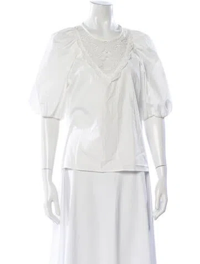 Pre-owned Weekend Max Mara Crew Neck Short Sleeve Blouse In Neutral