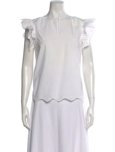 Pre-owned Weekend Max Mara Crew Neck Short Sleeve Blouse In White