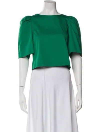 Pre-owned Weekend Max Mara Crew Neck Short Sleeve Crop Top In Green