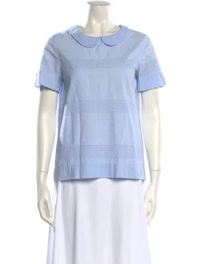 Pre-owned Weekend Max Mara Crew Neck Short Sleeve Top In Blue