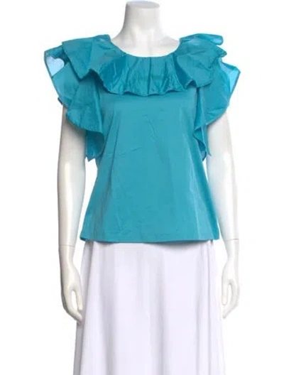 Pre-owned Weekend Max Mara Crew Neck Short Sleeve Top In Blue