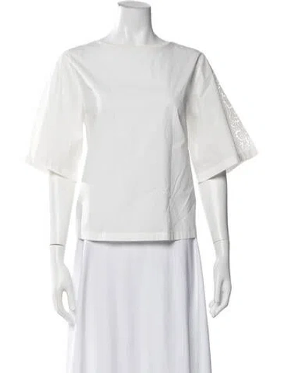 Pre-owned Weekend Max Mara Crew Neck Short Sleeve Top In White