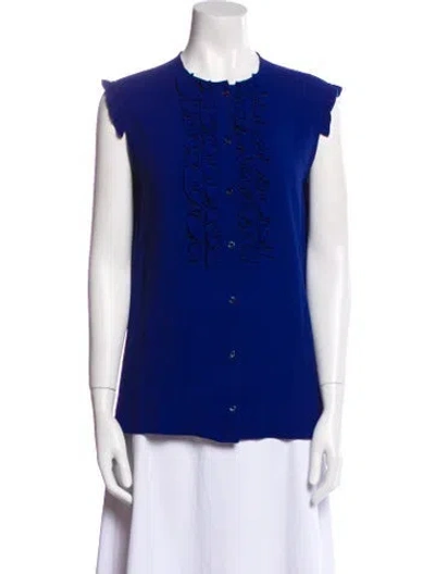 Pre-owned Weekend Max Mara Crew Neck Sleeveless Button-up Top In Blue
