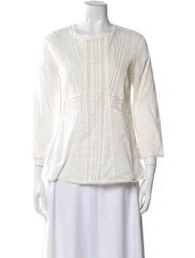 Pre-owned Weekend Max Mara Crew Neck Three-quarter Sleeve Blouse In Blue