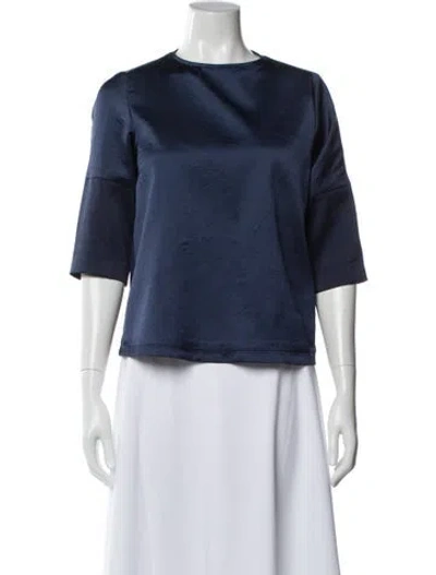 Pre-owned Weekend Max Mara Crew Neck Three-quarter Sleeve Top In Blue